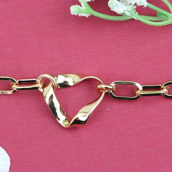 "Stylish Rose Gold Plated Bracelet with Twisted Heart Design, XPBL0895 - Picture 11 of 12